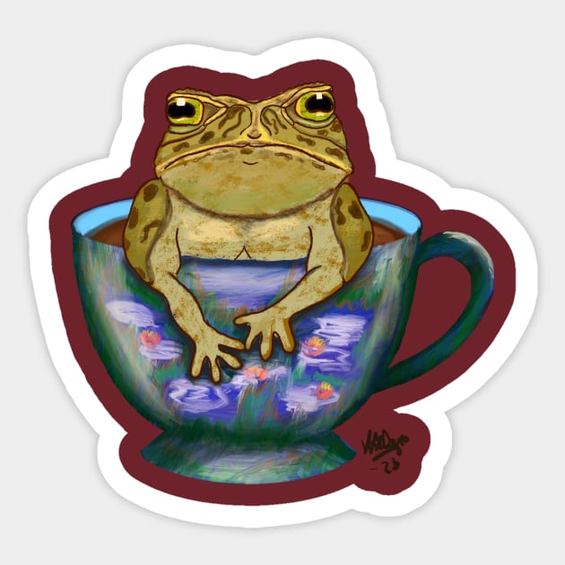 Toad in a teacup Sticker by Atlas of Strange